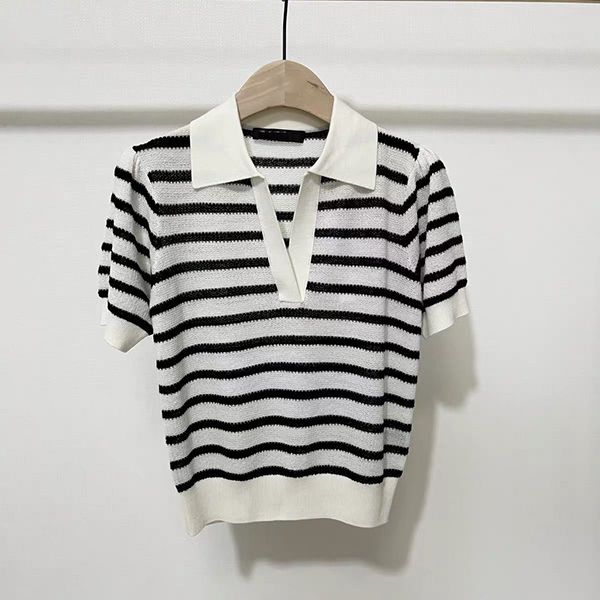 2022 striped t shirt women clothes short sleeve woman tshirts knitted wetement femme dames kleding camisetas de mujer, White
2022 striped t shirt women clothes short sleeve woman tshirts knitted wetement femme dames kleding camisetas de mujer, White