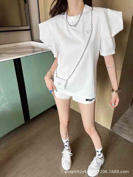 women's t-shirt p home spring and summer classic triangle design t-shirt with small bag bubble sleeve loose thin 741i 7ss6, White
women's t-shirt p home spring and summer classic triangle design t-shirt with small bag bubble sleeve loose thin 741i 7ss6, White