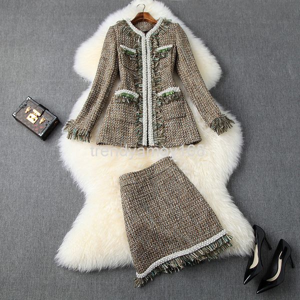 women's two piece pants autumn and winter women's heavy industry beaded long sleeve tweed coat + tassel slim skirt set 10293, White
women's two piece pants autumn and winter women's heavy industry beaded long sleeve tweed coat + tassel slim skirt set 10293, White