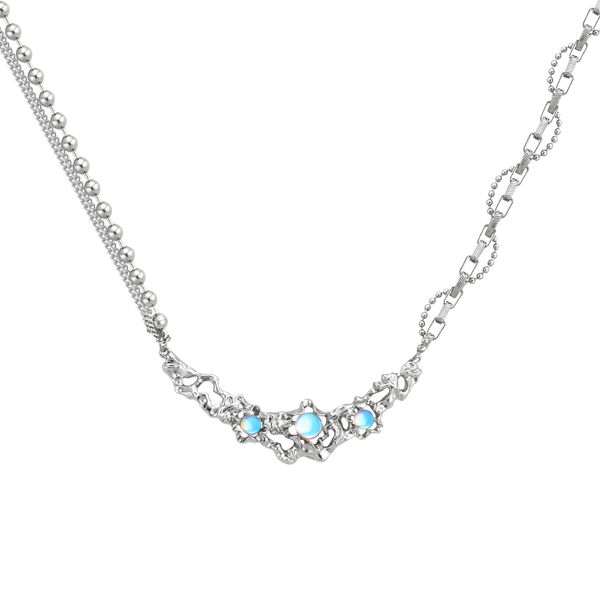 new liquid opal stone spice girl necklace female ins neck chain light high clavicle, Silver
new liquid opal stone spice girl necklace female ins neck chain light high clavicle, Silver