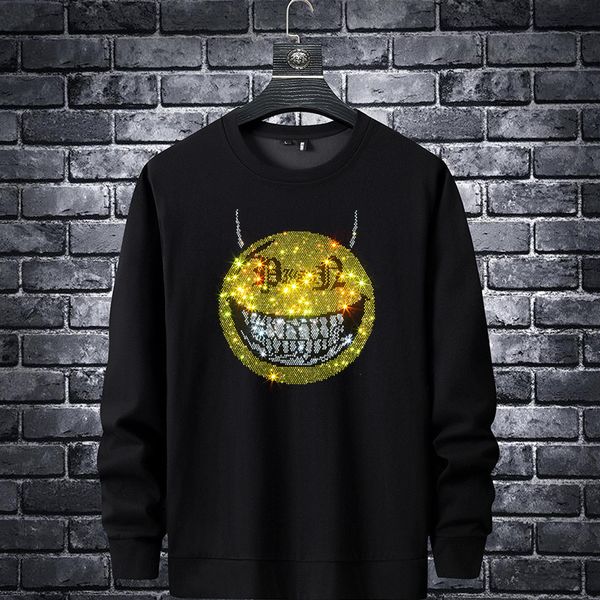 men's hoodies & sweatshirts designer european spring and autumn clothes new men's heavy industry smiling face diamond sweater long, Black
men's hoodies & sweatshirts designer european spring and autumn clothes new men's heavy industry smiling face diamond sweater long, Black
