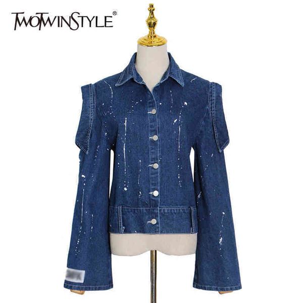 casual denim jacket for women lapel long sleeve hit color print jackets female fashion clothing spring 210423, Black;brown
casual denim jacket for women lapel long sleeve hit color print jackets female fashion clothing spring 210423, Black;brown