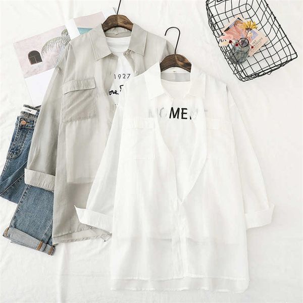 hsa women summer long blouses open stitch button up sun protection shirt solid white see through roupa femininas summer out 210716
hsa women summer long blouses open stitch button up sun protection shirt solid white see through roupa femininas summer out 210716