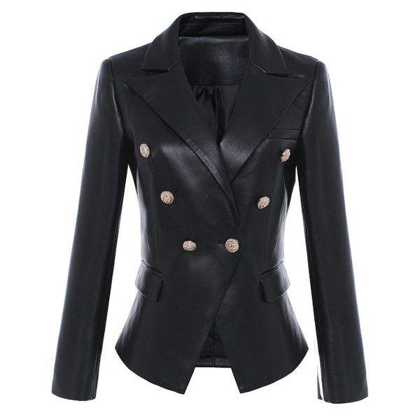 designer blazer jacket lion metal buttons faux leather outer coat high street est baroque fashion, White;black
designer blazer jacket lion metal buttons faux leather outer coat high street est baroque fashion, White;black