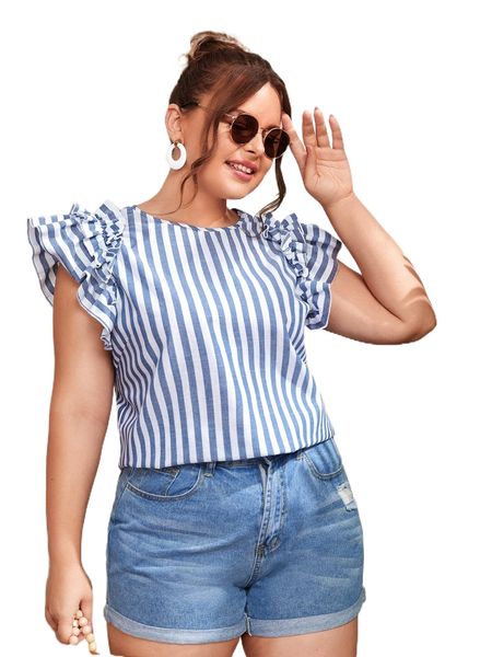 plus striped butterfly sleeve blouse a9c2#, Black
plus striped butterfly sleeve blouse a9c2#, Black