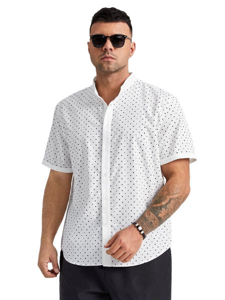 extended sizes men polka dot shirt j7wf#, White;black
extended sizes men polka dot shirt j7wf#, White;black