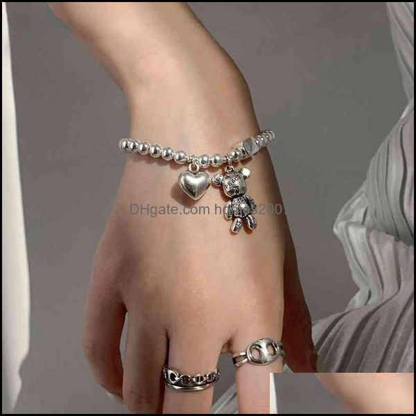 bracelets womens 925 sterling sier bracelet beaded accessories retro trend single bear pendant party jewelry 220302 drop delivery 2021 c, Golden;silver
bracelets womens 925 sterling sier bracelet beaded accessories retro trend single bear pendant party jewelry 220302 drop delivery 2021 c, Golden;silver