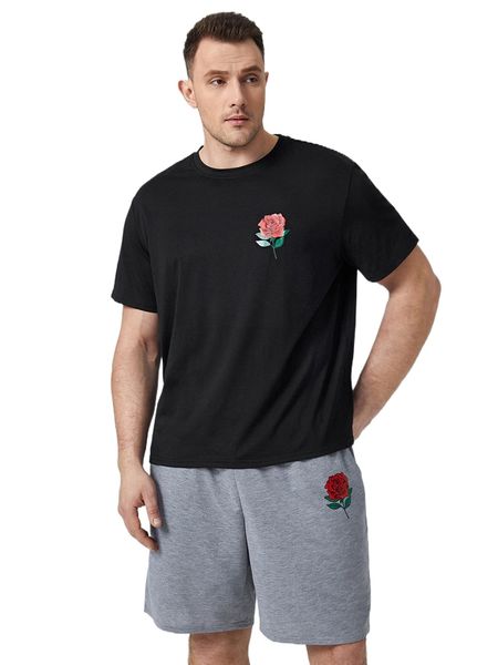 extended sizes men floral print tee & drawstring waist shorts 60kr#, Gray
extended sizes men floral print tee & drawstring waist shorts 60kr#, Gray