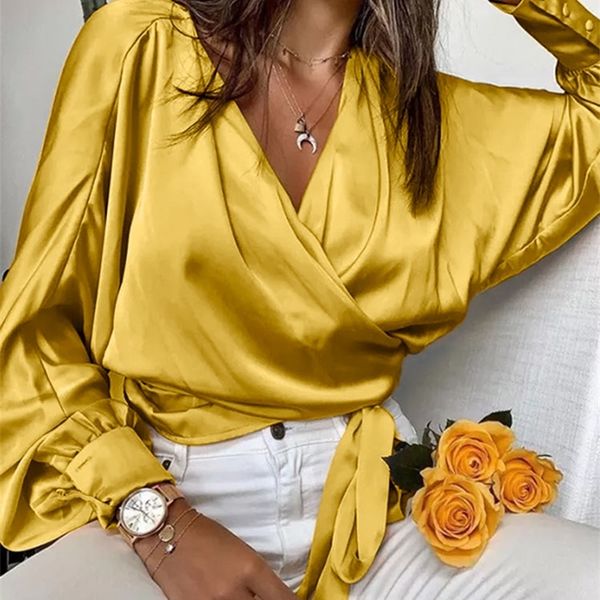 celmia fashion women satin blouses elegant long bat sleeve shirts summer cross v neck bandage waisted haut style wrap 220618, White
celmia fashion women satin blouses elegant long bat sleeve shirts summer cross v neck bandage waisted haut style wrap 220618, White