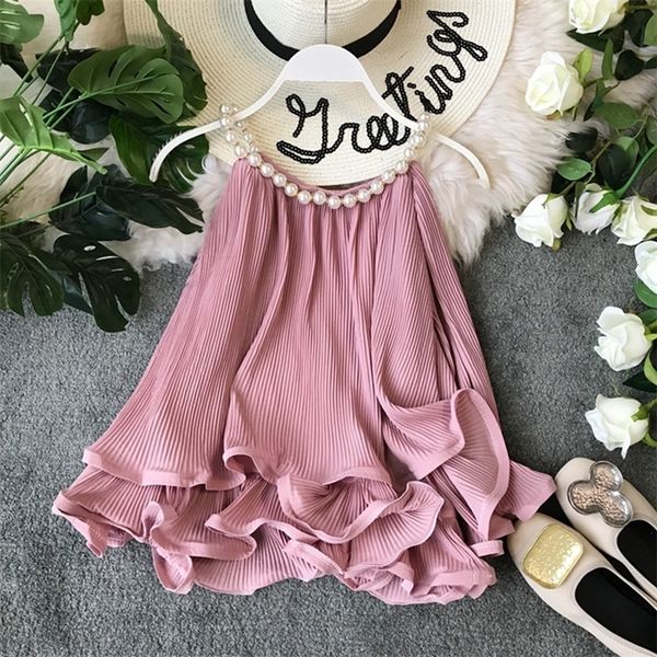 women's summer halter beading curled chiffon shirt ruffled loose baby shirt sleeveless women blouse ml843 210308, White
women's summer halter beading curled chiffon shirt ruffled loose baby shirt sleeveless women blouse ml843 210308, White