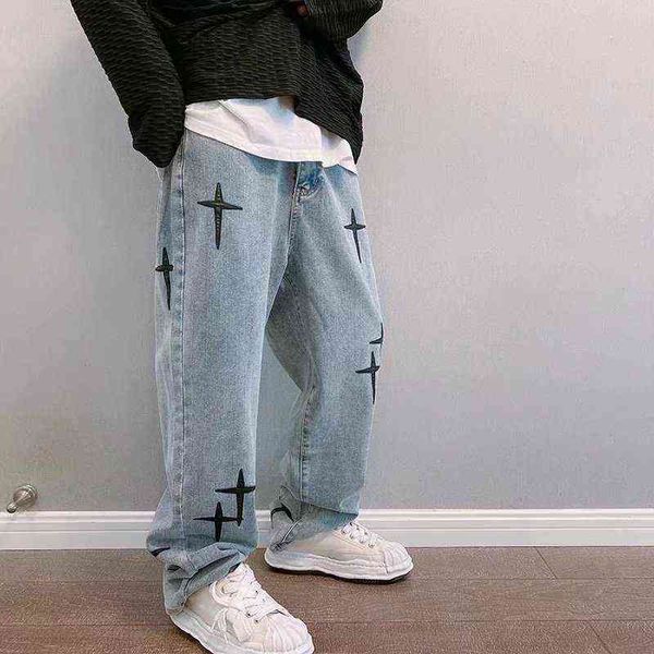 2022 vibe style cross embroidery retro washed men baggy jeans trousers hip hop distressed vintage denim pants pantalons capris1, Blue
2022 vibe style cross embroidery retro washed men baggy jeans trousers hip hop distressed vintage denim pants pantalons capris1, Blue