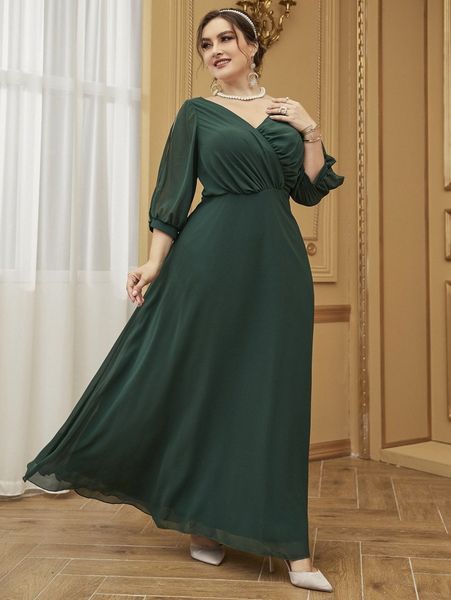 plus split sleeve surplice neck dress i0to#, Black
plus split sleeve surplice neck dress i0to#, Black