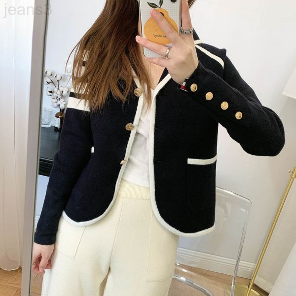 women's suits & blazers designer tb british college style color edge suit coat women's new loose wool knitted cardigan trend in au, White;black
women's suits & blazers designer tb british college style color edge suit coat women's new loose wool knitted cardigan trend in au, White;black