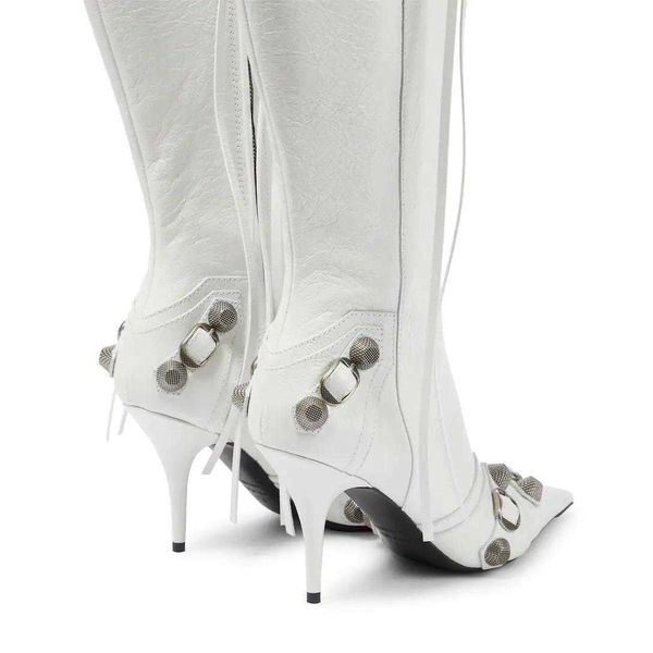 cagole stud buckle embellished textured-leather knee boots side shoes pointed stiletto boots, Black
cagole stud buckle embellished textured-leather knee boots side shoes pointed stiletto boots, Black