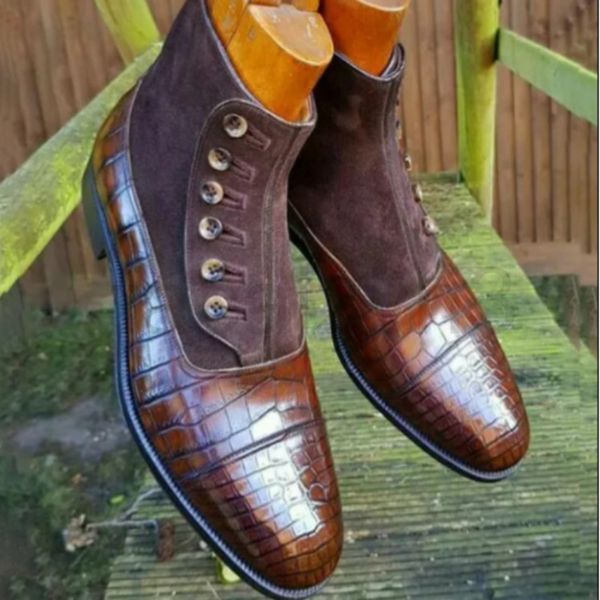 boots designer brown pu leather stitched button men's boots business casual classic british style comfortable and versatile, Black
boots designer brown pu leather stitched button men's boots business casual classic british style comfortable and versatile, Black