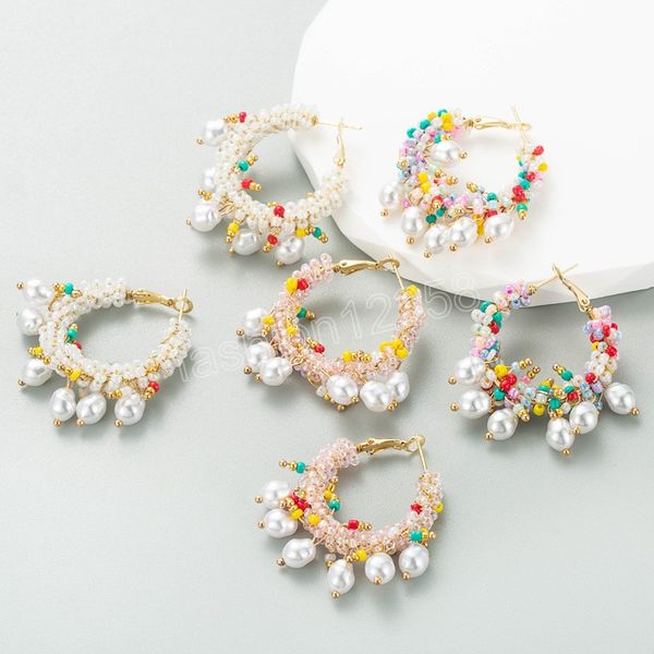 bohemian handmade beads braided hoop earring for women fashion novelty simulated pearl earring wedding jewelry, Golden;silver
bohemian handmade beads braided hoop earring for women fashion novelty simulated pearl earring wedding jewelry, Golden;silver