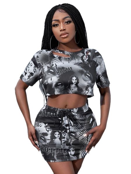 sxy letter & figure graphic cut out crop tee & drawstring waist bodycon skirt x7nu#, White
sxy letter & figure graphic cut out crop tee & drawstring waist bodycon skirt x7nu#, White
