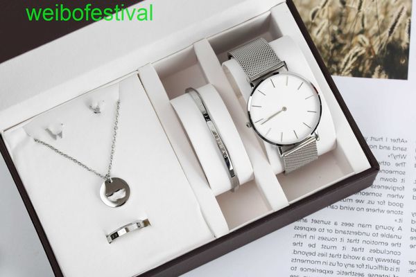 dclassic couple quartz movement watch bracelet necklace earrings ring 5-piece set box steelbelt nylon gift first choice for high-end naw, Slivery;brown
dclassic couple quartz movement watch bracelet necklace earrings ring 5-piece set box steelbelt nylon gift first choice for high-end naw, Slivery;brown