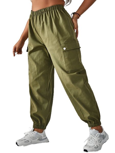 plus flap pocket side cargo pants y3kj#, Black