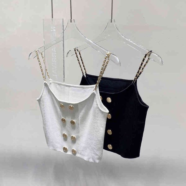 women's tanks camis french temperament metal buckle chain sling women's spring and summer elastic vest short ryub, White
women's tanks camis french temperament metal buckle chain sling women's spring and summer elastic vest short ryub, White