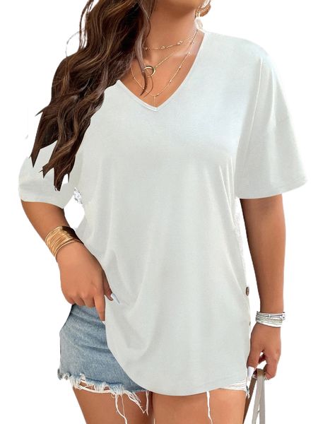 plus solid drop shoulder tee l2mc#, Black