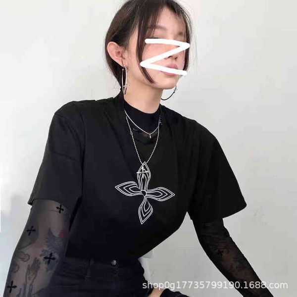 high-quality women's clothing independent designer brand smfk 21 new cross tee midnight black tide hand-painted printed short sleeve lo, White
high-quality women's clothing independent designer brand smfk 21 new cross tee midnight black tide hand-painted printed short sleeve lo, White