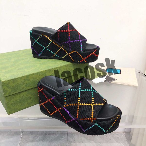embroidered designer slippers women high heel thick botton fashion platform wedge sandal height increasing beach shoes, Black
embroidered designer slippers women high heel thick botton fashion platform wedge sandal height increasing beach shoes, Black
