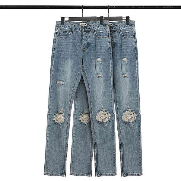 men's jeans autumn winter fog high street knee hole casual jeans for men and women, Blue
men's jeans autumn winter fog high street knee hole casual jeans for men and women, Blue