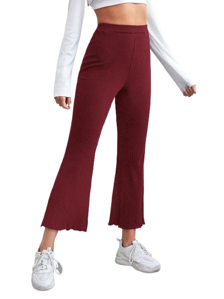 lettuce hem flare leg pants p3tv#, Black;white