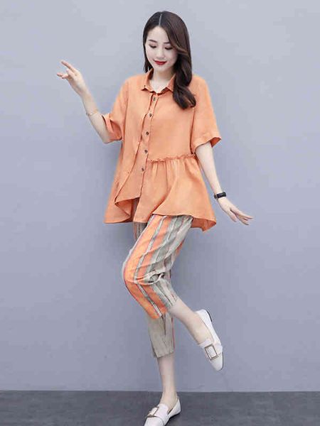 women's two piece pants fashion cotton linen suit women's two-piece shows thin and foreign style. in summer, large size covers the, White
women's two piece pants fashion cotton linen suit women's two-piece shows thin and foreign style. in summer, large size covers the, White