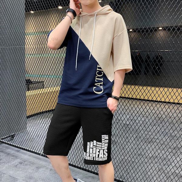 tracksuits short-sleeved men's hooded t-shirt trendy young students fashion personality shorts suit casual loose 2-piece set, Gray
tracksuits short-sleeved men's hooded t-shirt trendy young students fashion personality shorts suit casual loose 2-piece set, Gray