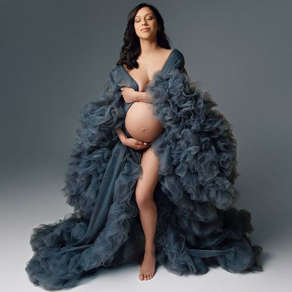 2022 tulle ruffles prom dresses luxurious pregnant women's dress sheer long sleeved maternity gowns for p shoot, Black
2022 tulle ruffles prom dresses luxurious pregnant women's dress sheer long sleeved maternity gowns for p shoot, Black