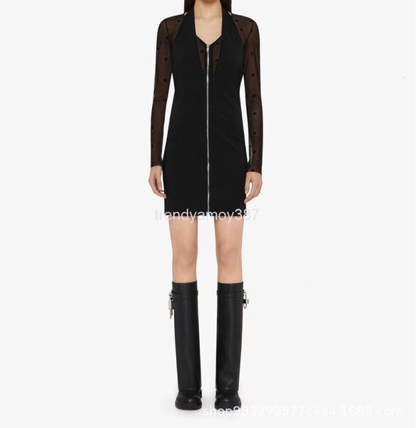 casual dresses g jia ji mesh stitching elastic roman cotton flocking small slim dress nanyou, Black;gray
casual dresses g jia ji mesh stitching elastic roman cotton flocking small slim dress nanyou, Black;gray