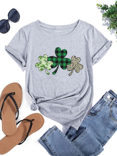 leopard & clover print tee l7dp#, White
leopard & clover print tee l7dp#, White