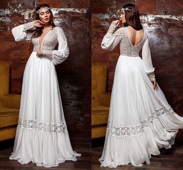 behemian beach wedding dress boho hippie long puff sleeve lace chiffon deep v neck backless cut-out robe de mariee bridal gowns 2022, White
behemian beach wedding dress boho hippie long puff sleeve lace chiffon deep v neck backless cut-out robe de mariee bridal gowns 2022, White