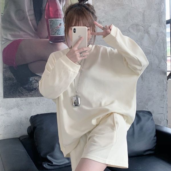 women's tracksuits designer in the early autumn of 2021, new korean loose casual shorts show thin in solid color, long sleeved set, wom, Gray
women's tracksuits designer in the early autumn of 2021, new korean loose casual shorts show thin in solid color, long sleeved set, wom, Gray