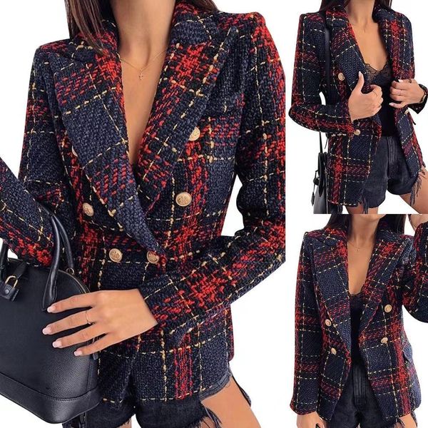 b789 womens suits & blazers premium new style original design women's classic double-breasted metal buckle blazer check textured plaid, White;black
b789 womens suits & blazers premium new style original design women's classic double-breasted metal buckle blazer check textured plaid, White;black