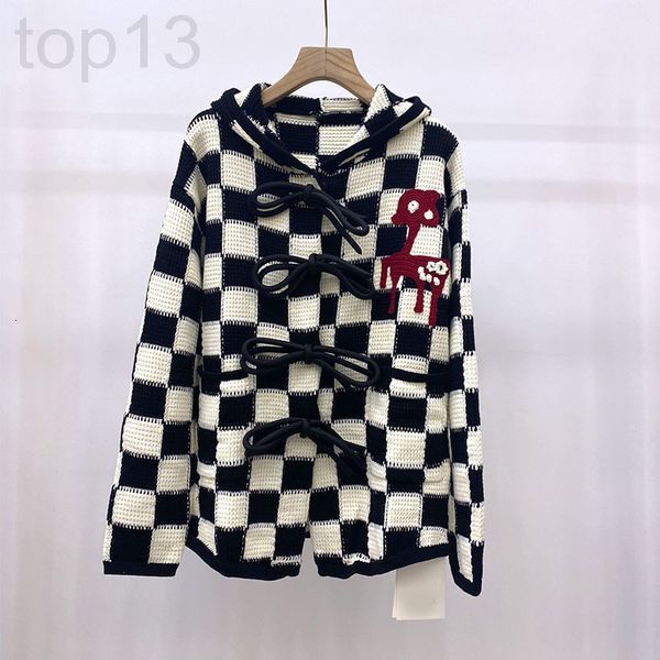 women's knits & tees designer wu ya22 spring new classic black and white checkerboard stitching fawn crochet bow hooded sweater y8f1
women's knits & tees designer wu ya22 spring new classic black and white checkerboard stitching fawn crochet bow hooded sweater y8f1
