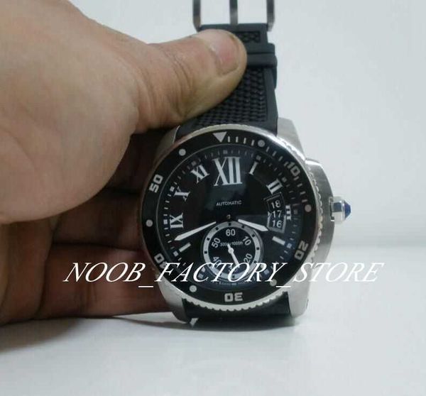 luxury men's watches 42mm black dial sapphire glass automatic mechanical watch wrisrwatch rubber strap watches, Slivery;brown
luxury men's watches 42mm black dial sapphire glass automatic mechanical watch wrisrwatch rubber strap watches, Slivery;brown