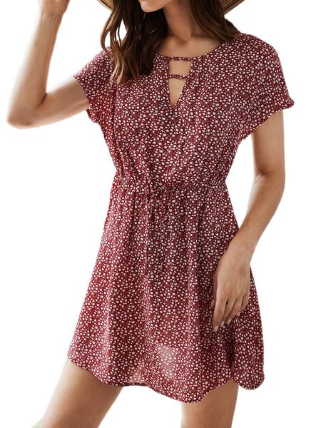 ditsy floral print keyhole neck dress 57p3#, Black;gray
ditsy floral print keyhole neck dress 57p3#, Black;gray