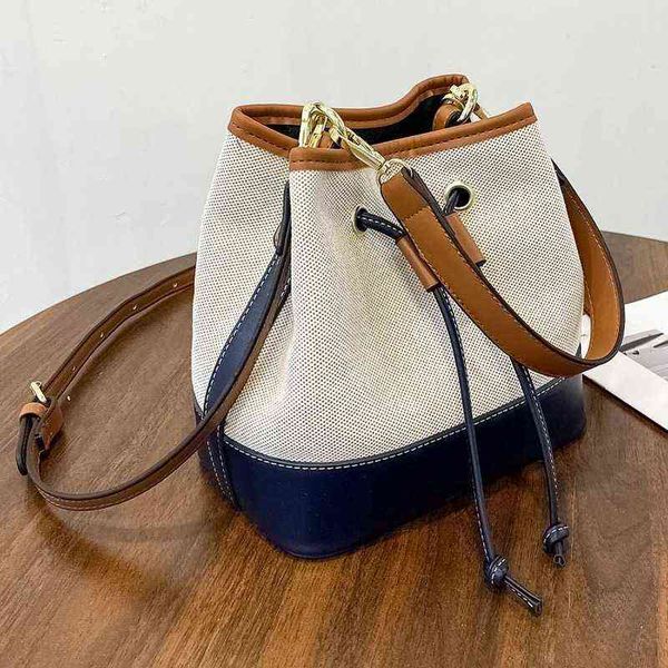 women's bags large-capacity bucket handbags drawstring canvas pu splice crossbody totes fashion female korean style shoulder bag g22050
women's bags large-capacity bucket handbags drawstring canvas pu splice crossbody totes fashion female korean style shoulder bag g22050