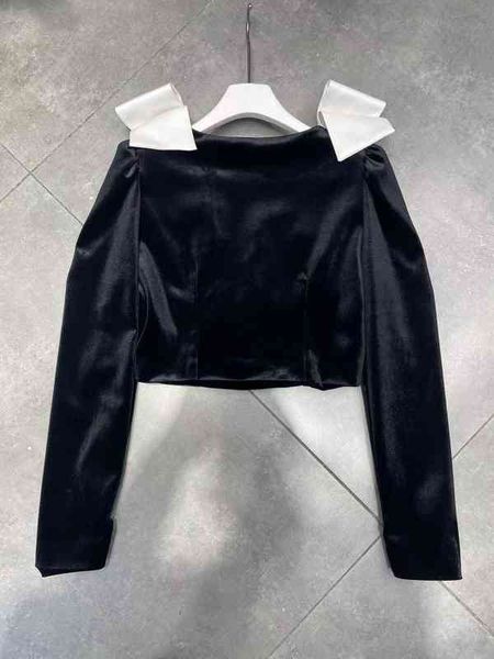 spring new bow temperament v-neck female design sense minority short cardigan golden velvet coat, White;black
spring new bow temperament v-neck female design sense minority short cardigan golden velvet coat, White;black
