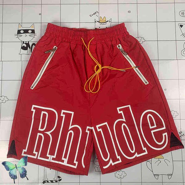 big back pocket side zip patch work rhude track shorts men sports training beach pants bdl3, White;black
big back pocket side zip patch work rhude track shorts men sports training beach pants bdl3, White;black