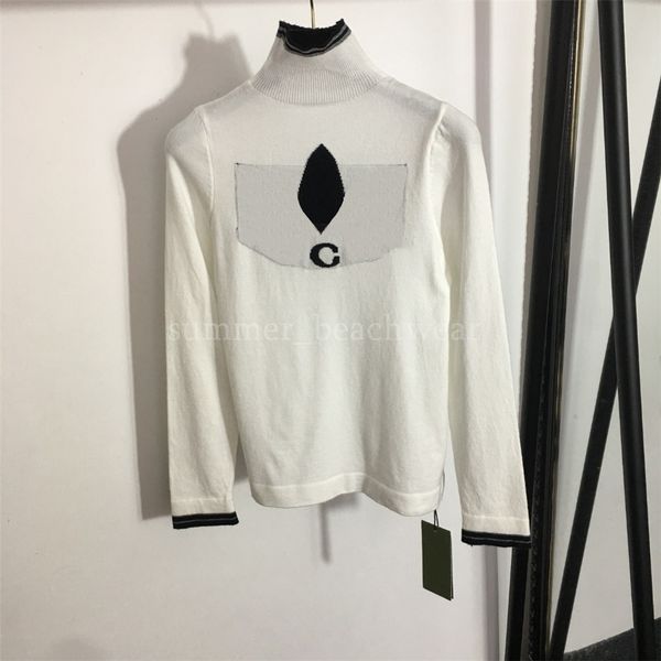 high collar knits women warm bottoming shirt autumn winter knitted pullover clover print designer pullovers, White
high collar knits women warm bottoming shirt autumn winter knitted pullover clover print designer pullovers, White