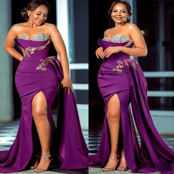 2022 plus size arabic aso ebi mermaid purple prom dresses lace beaded crysyals evening formal party second reception birthday engagement gow, Black
2022 plus size arabic aso ebi mermaid purple prom dresses lace beaded crysyals evening formal party second reception birthday engagement gow, Black