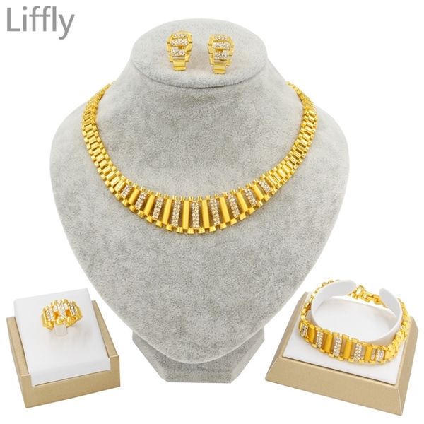 liffly new dubai gold jewelry sets for women indian jewelry african wedding bridal gift necklace bracelet earrings set wholesale 201222, Slivery;crystal
liffly new dubai gold jewelry sets for women indian jewelry african wedding bridal gift necklace bracelet earrings set wholesale 201222, Slivery;crystal