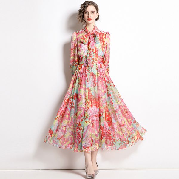 summer new women beach holiday dress scarf collar floral printing expansion vestidos elegant lady street fashion dresses, Black;gray
summer new women beach holiday dress scarf collar floral printing expansion vestidos elegant lady street fashion dresses, Black;gray