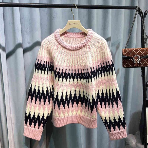 women's knits & tees special stripe stitching sweater women's heavy industry jacquard geometric pattern wool fashion men's an, White
women's knits & tees special stripe stitching sweater women's heavy industry jacquard geometric pattern wool fashion men's an, White