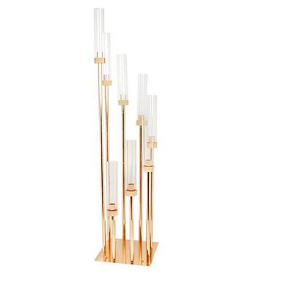decoration 8 Heads Metal Candelabra Candle Holders Road Lead Table Centerpiece Gold Candelabrum Stand Pillar Candlestick for Wedding imake250 XJ260305
