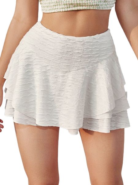 high waist layered shorts 45z7#, White;black 
high waist layered shorts 45z7#, White;black